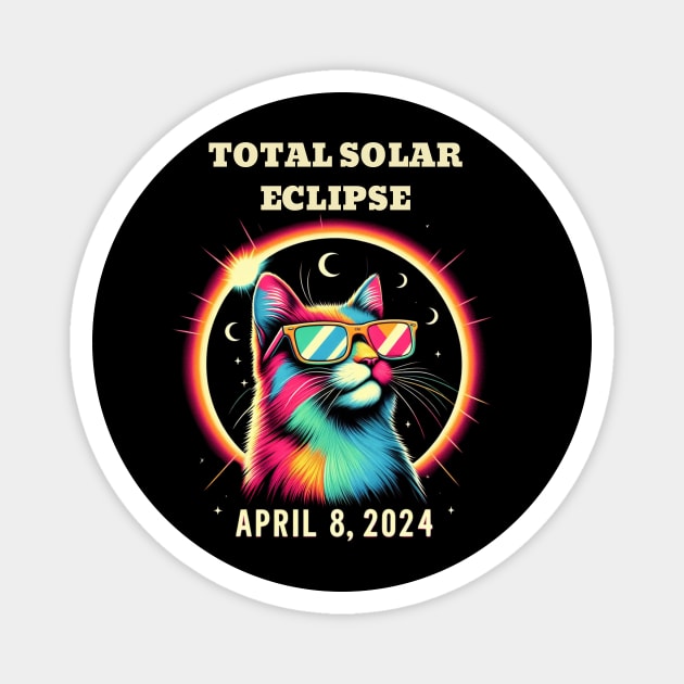 Total Solar Eclipse 2024 Cat Wearing Solar Eclipse Glasses.V2 Magnet by Chahrazad's Treasures